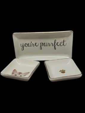 YOU'RE PURRFECT JEWELRY TRINKET PLATES - SET OF 3